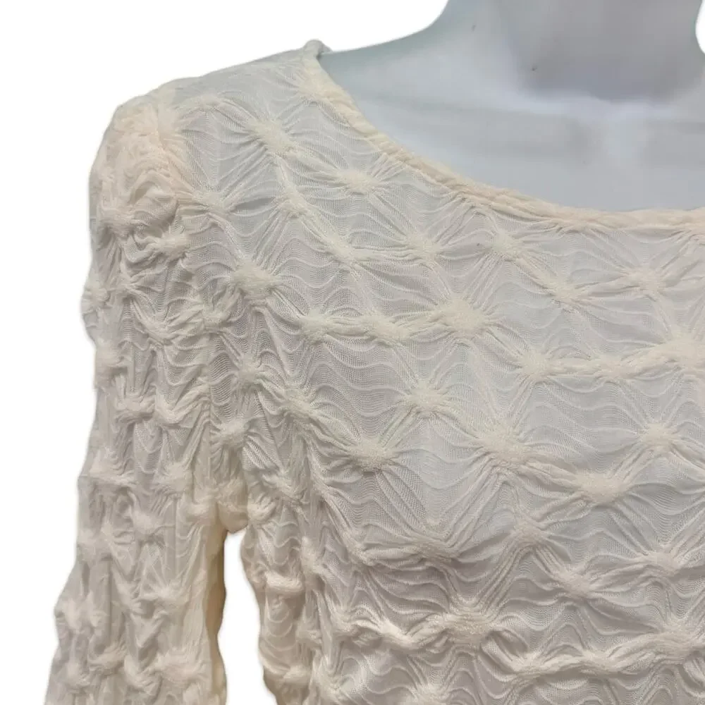 Anthropologie BTFL Life Ivory Textured Popcorn Bishop Sleeve Blouse Sz S NEW Tag
